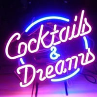 Cocktails And  Dreams Øl Bar Åben Neon Skilt