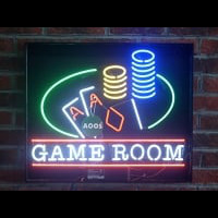 Poker Chips Game Room Man Cave  Neon Skilt