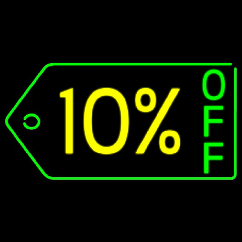 10 Percent Off Neon Skilt