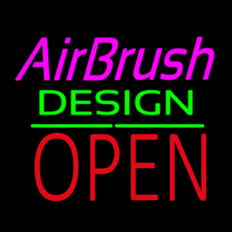 Airbrush Design Block Open Green Line Neon Skilt