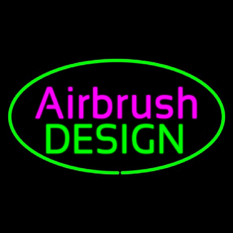 Airbrush Design Oval Green Neon Skilt