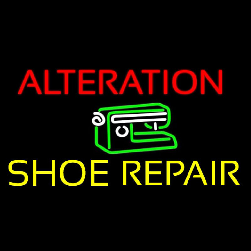 Alteration Shoe Repair Block Neon Skilt