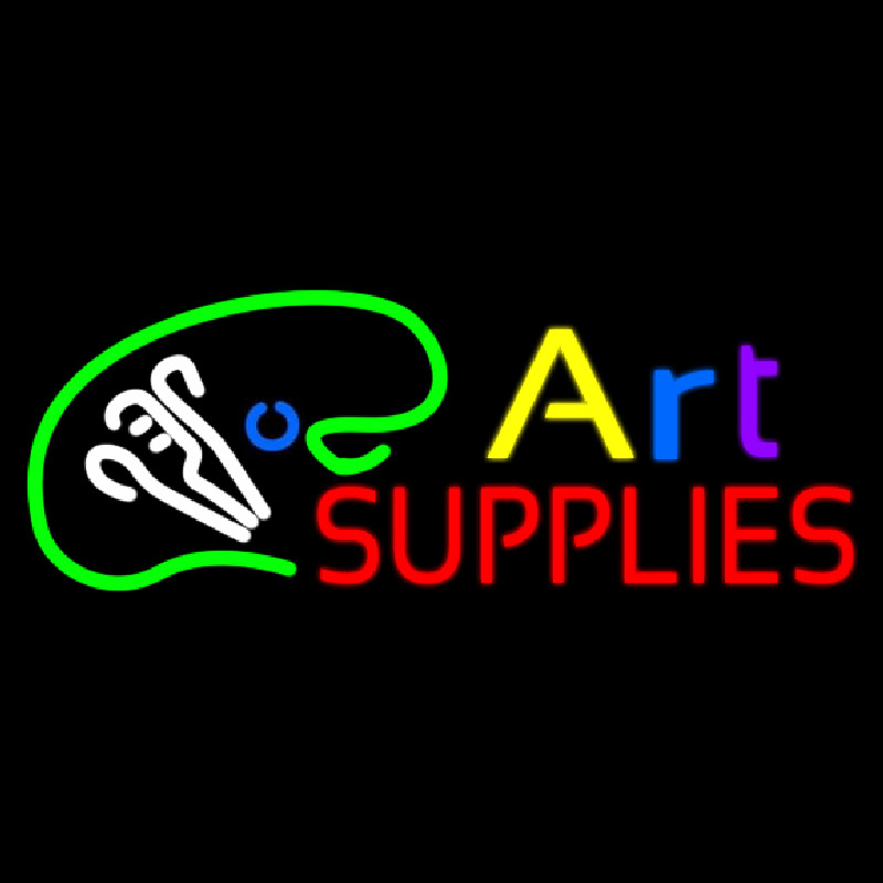 Art Supplies With Logo Neon Skilt