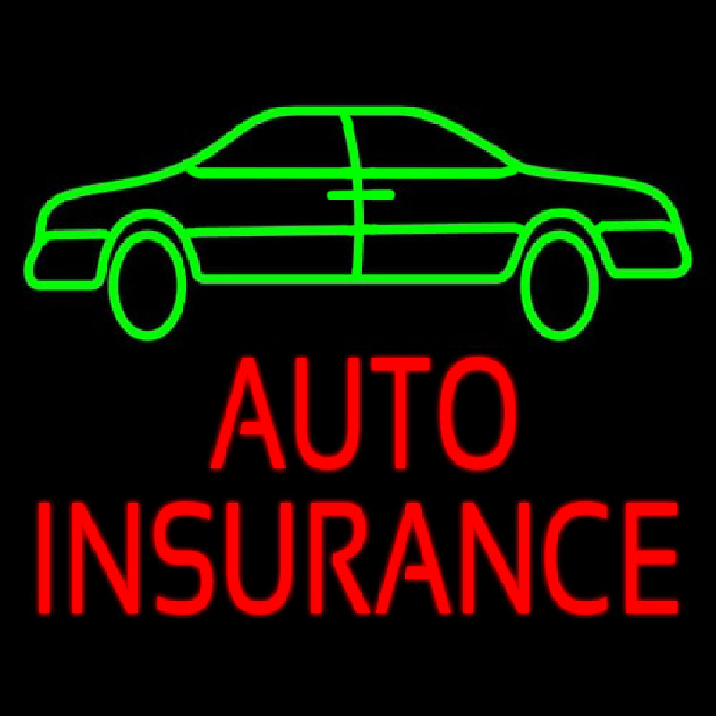 Auto Insurance With Car Neon Skilt