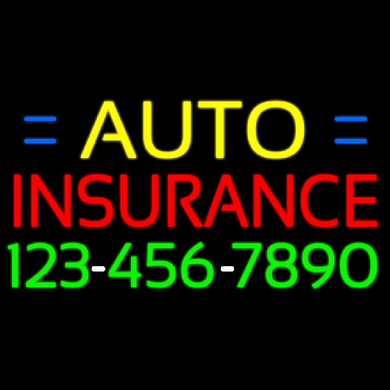 Auto Insurance With Phone Number Neon Skilt