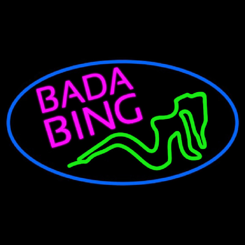 Bada Bing Girl With Blue Border Neon Skilt