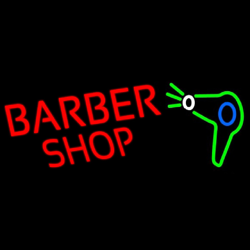 Barber Shop With Dryer And Scissor Neon Skilt