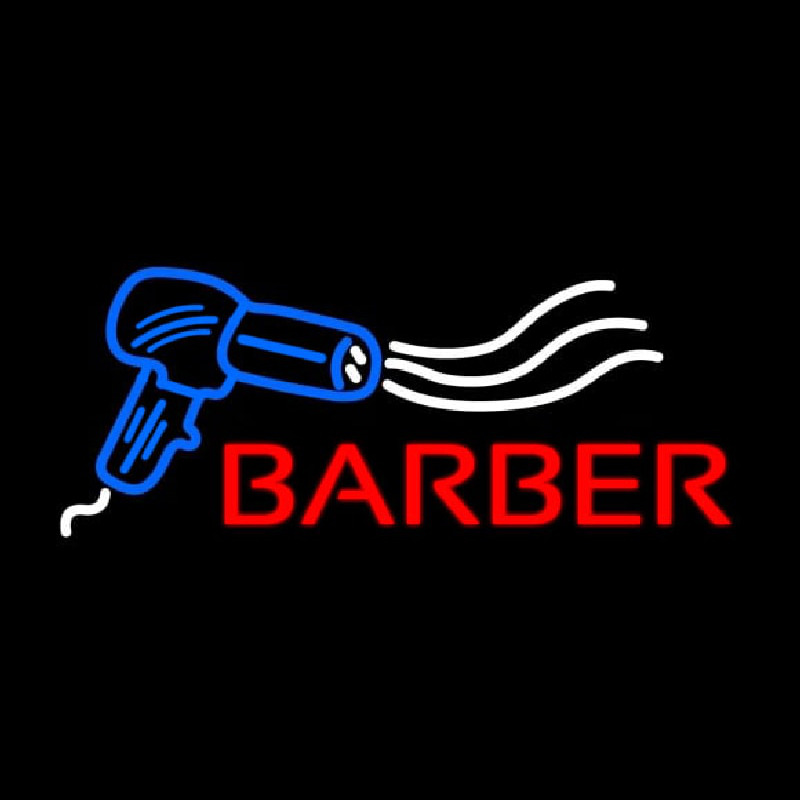 Barber With Dryer Logo Neon Skilt