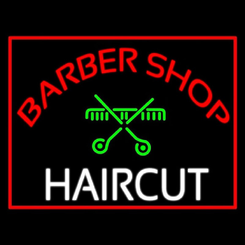 Barbershop Haircut Neon Skilt