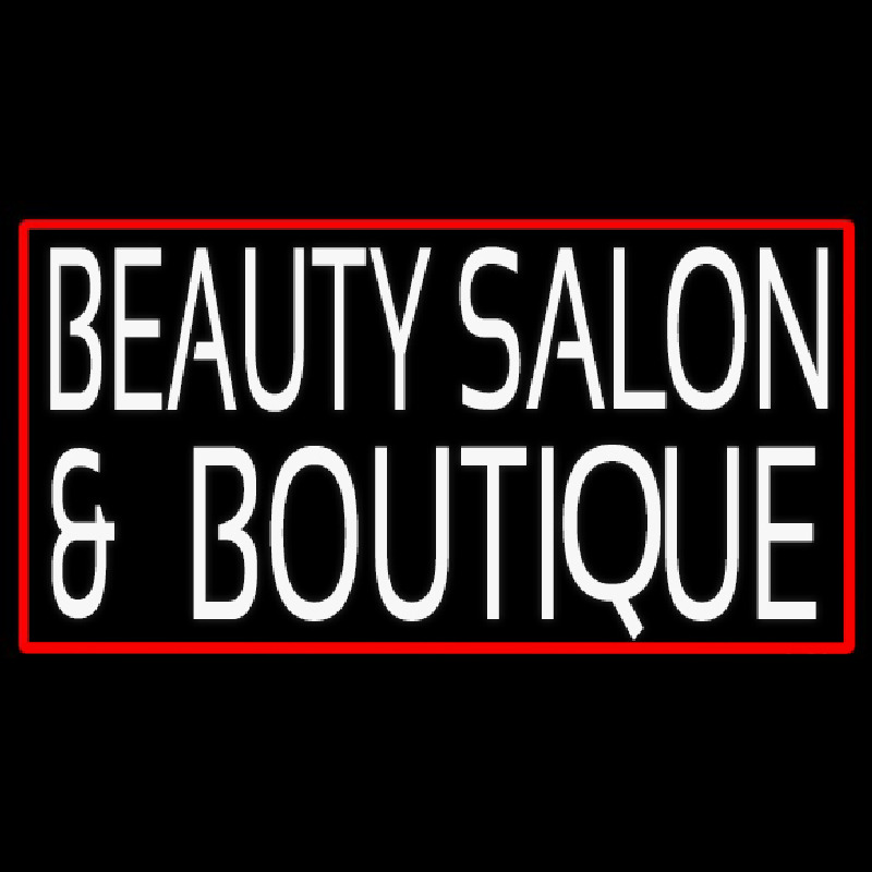 Beauty Salon And Boutique With Red Border Neon Skilt