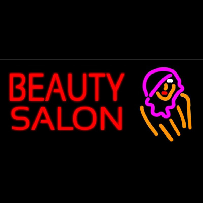 Beauty Salon With Girl Neon Skilt