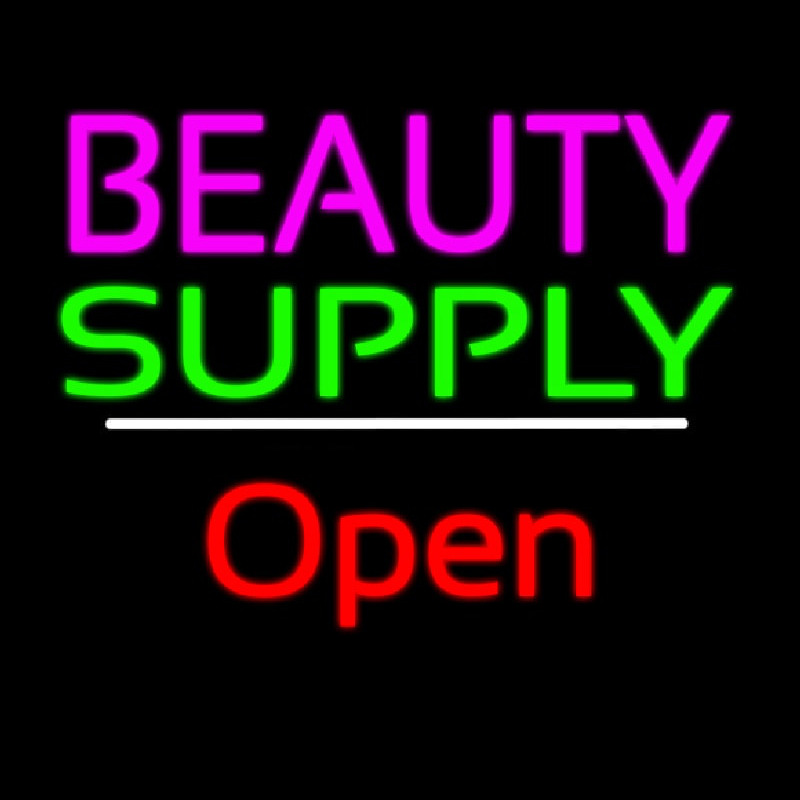 Beauty Supply Open White Line Neon Skilt