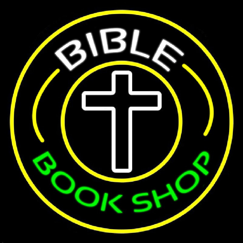 Bible Book Shop With Border Neon Skilt