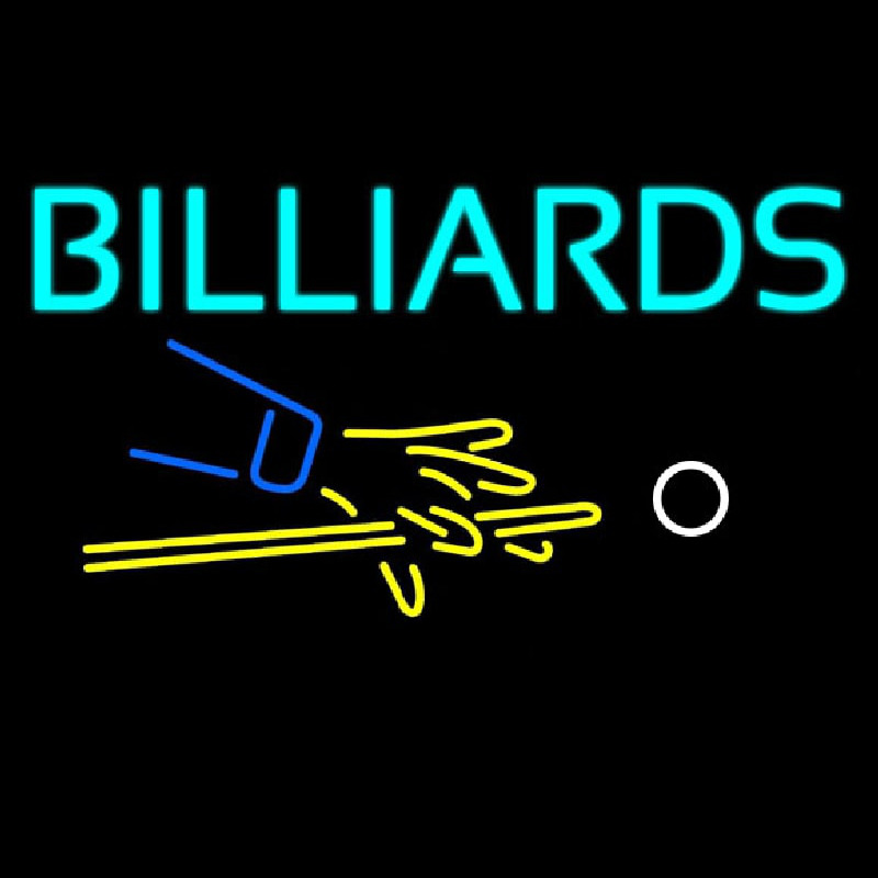 Billiards Hand And Cue Neon Skilt