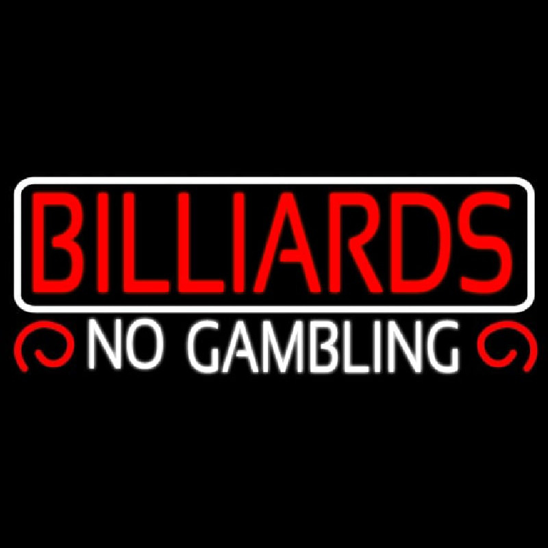 Billiards No Gambling 2 Neon Skilt