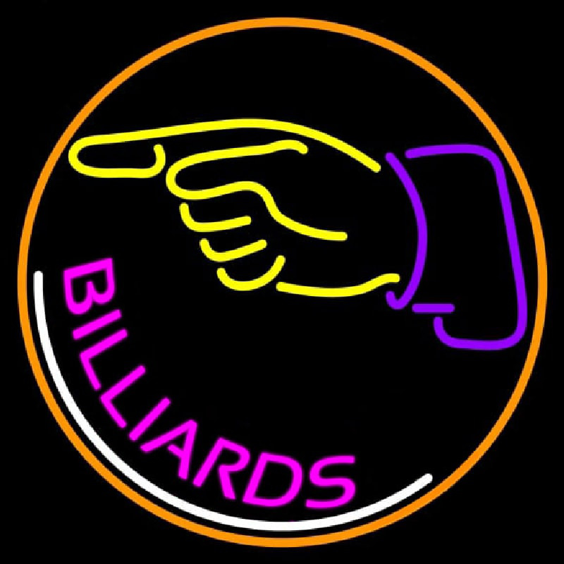 Billiards With Hand Logo 1 Neon Skilt