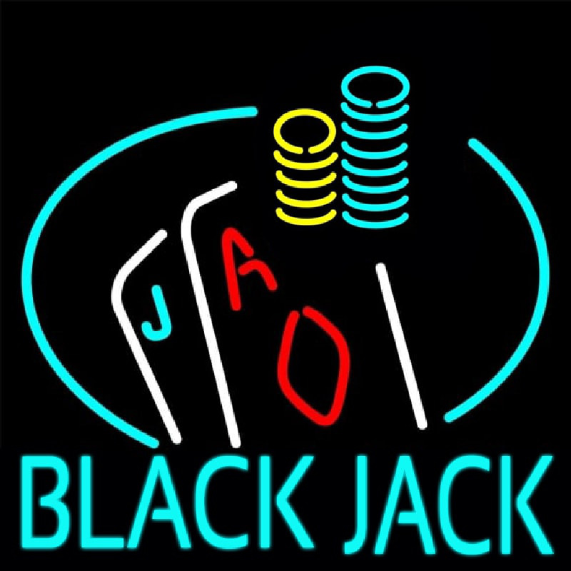 Blackjack With Playing Card Neon Skilt