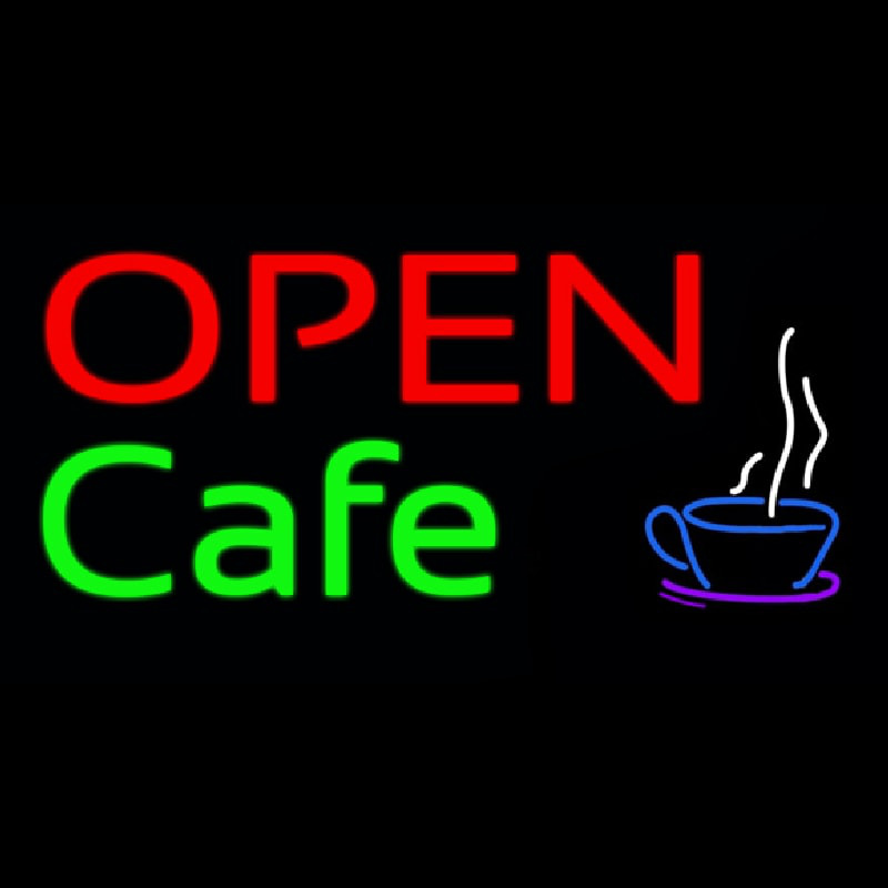 Block Open Cafe Neon Skilt