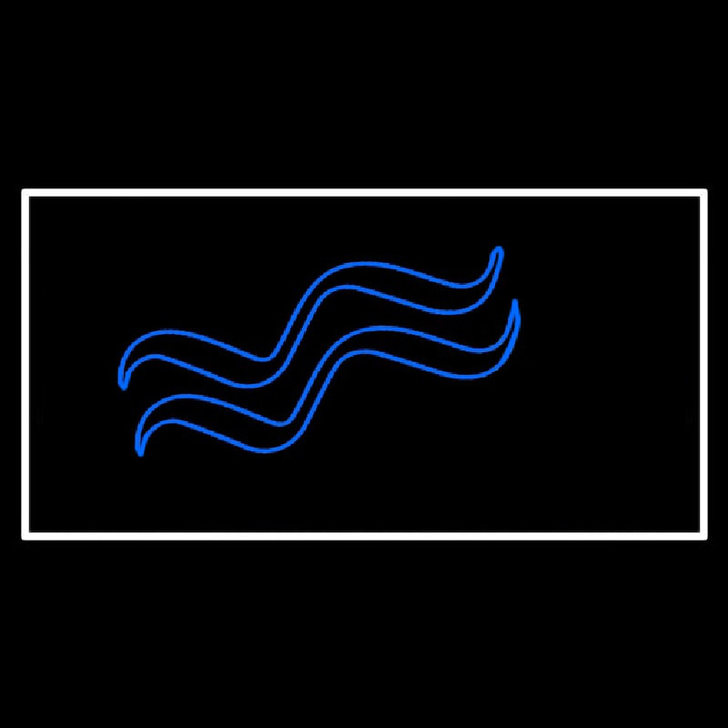 Blue Aquarius Logo White Border Neon Skilt