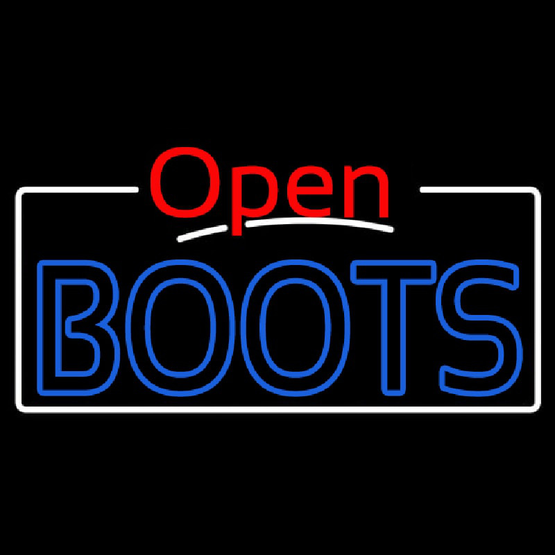 Blue Boots Open With White Border Neon Skilt