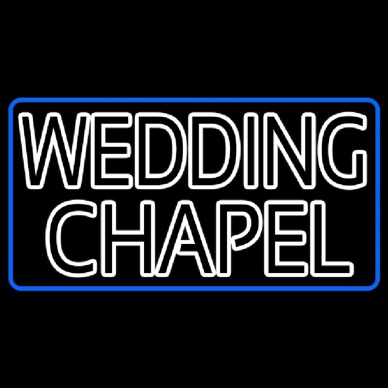 Blue Border Double Stroke Wedding Chapel Neon Skilt