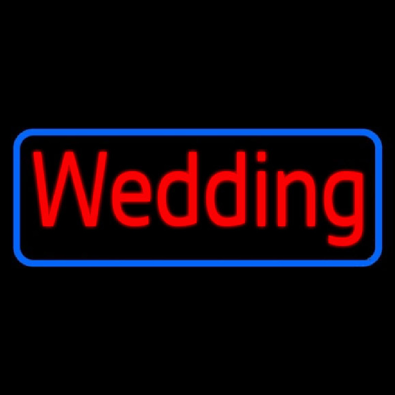 Blue Border Wedding Neon Skilt