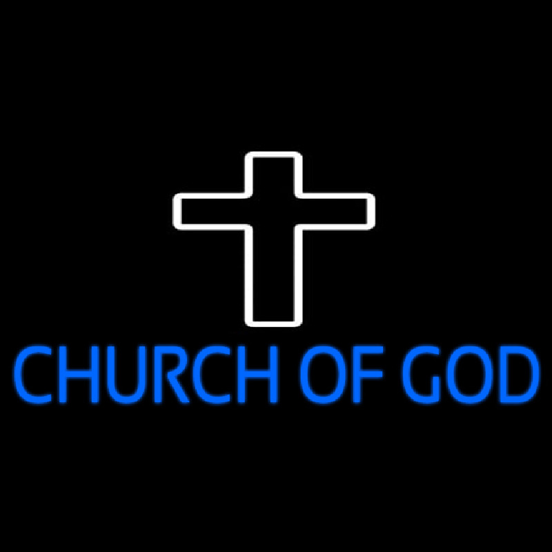 Blue Church Of God Neon Skilt