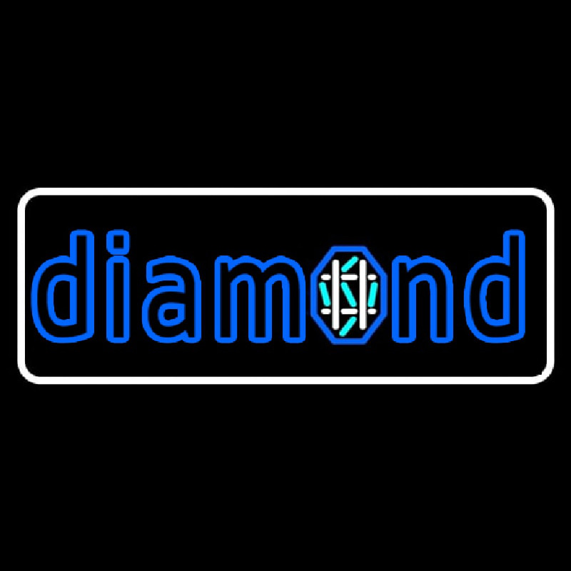 Blue Diamond White Border Neon Skilt