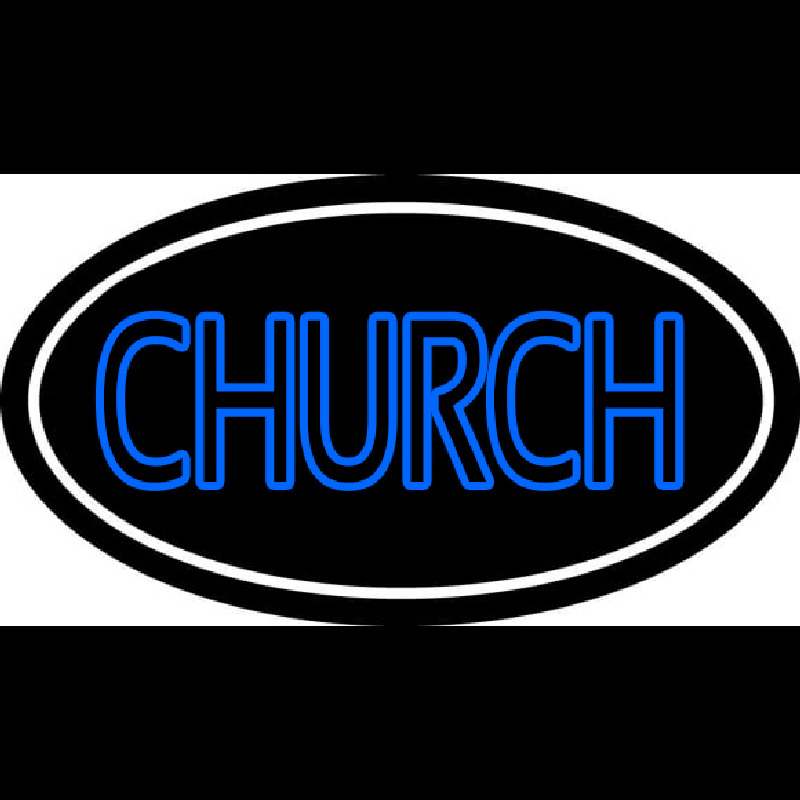 Blue Double Stroke Church Neon Skilt