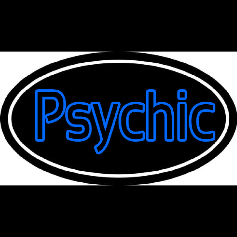 Blue Double Stroke Psychic White Border Neon Skilt