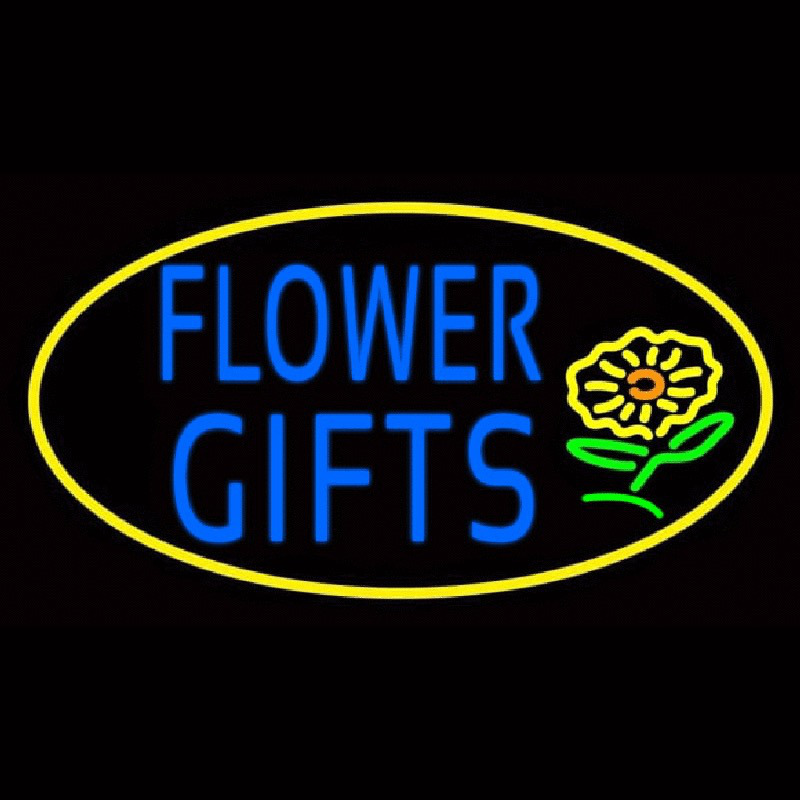 Blue Flower Gifts In Block Neon Skilt