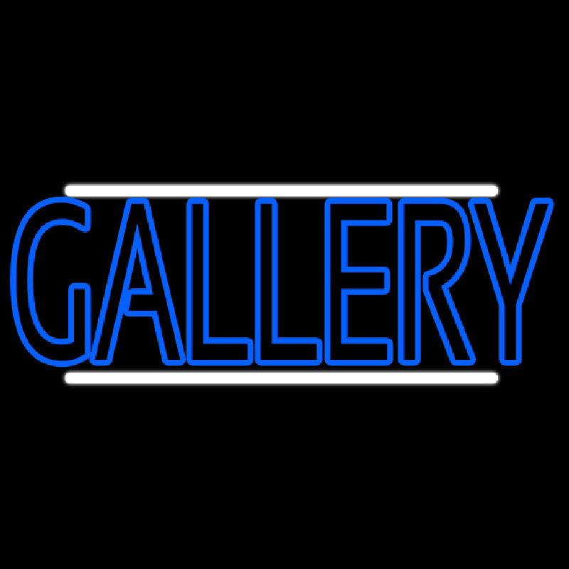 Blue Gallery With White Line Neon Skilt