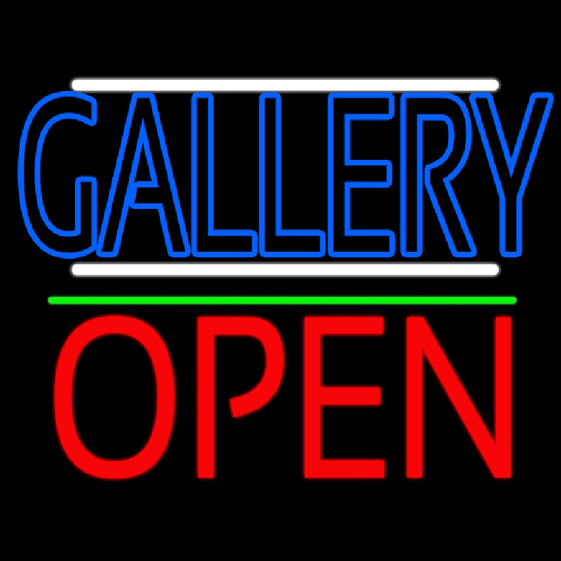 Blue Gallery With White Line With Open 1 Neon Skilt