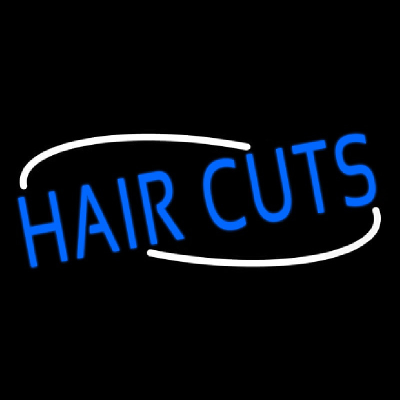 Blue Hair Cuts Neon Skilt