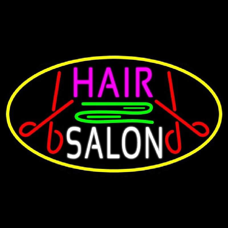 Blue Hair Salon With Scissor Neon Skilt