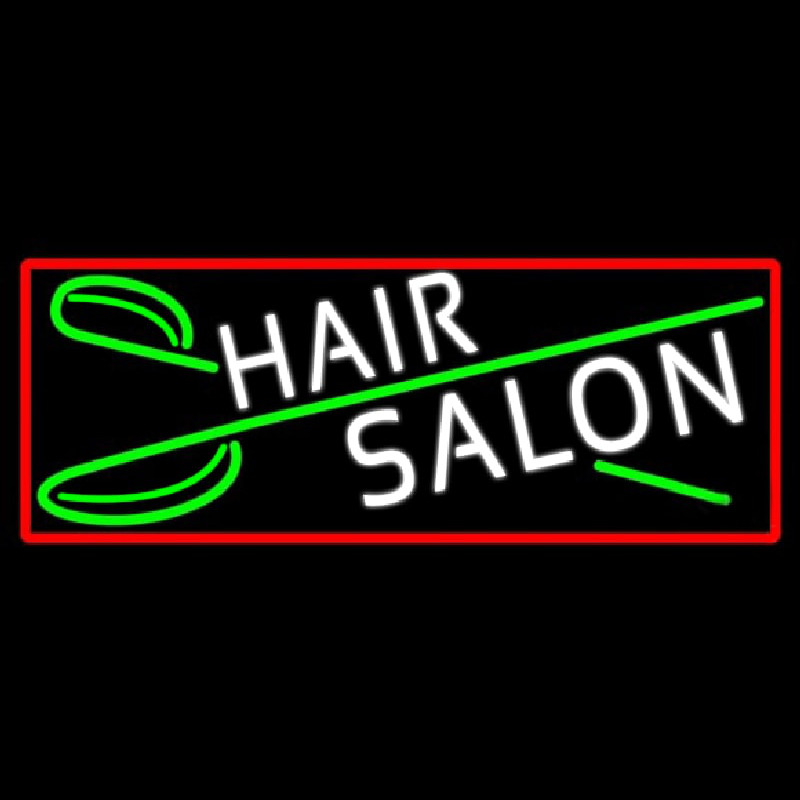 Blue Hair Salon With Scissor Neon Skilt