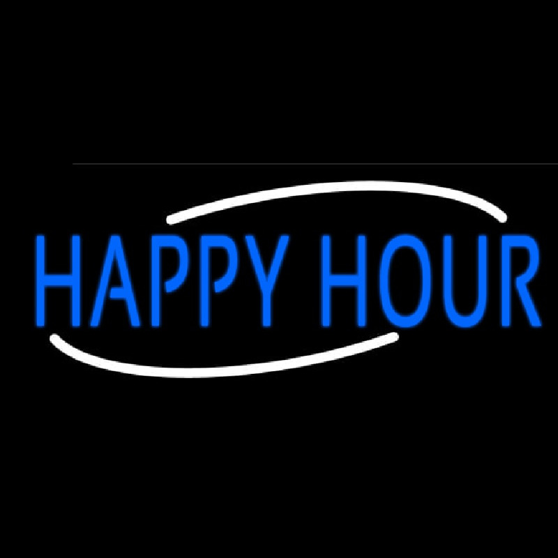 Blue Happy Hour Neon Skilt