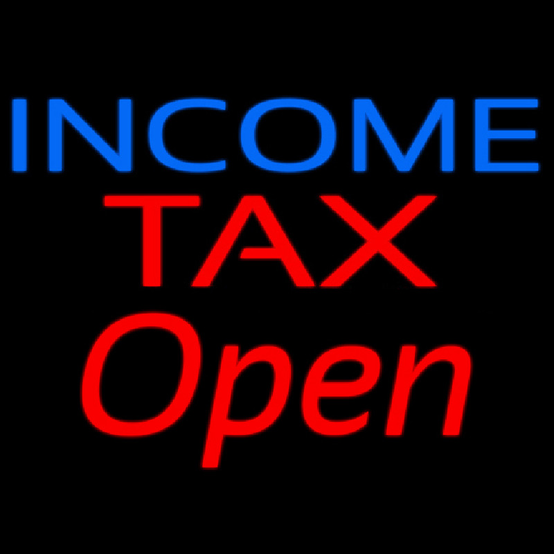 Blue Income Ta  Open Neon Skilt