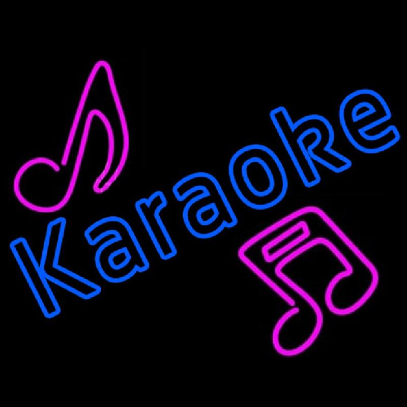 Blue Karaoke Red Musical Note Neon Skilt