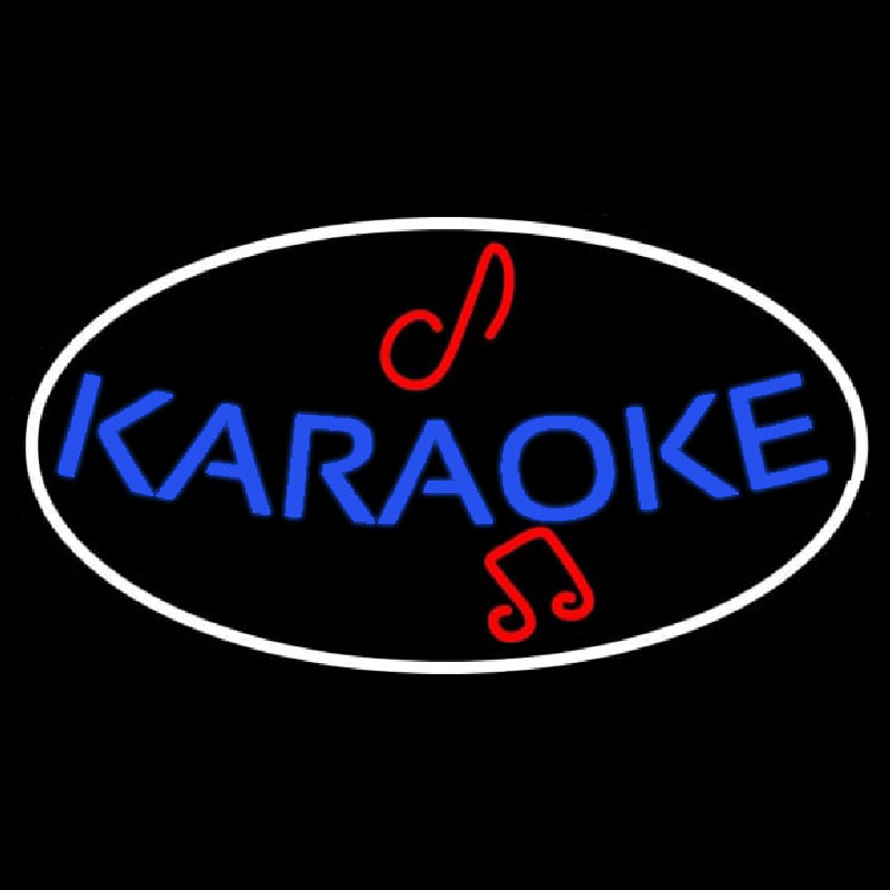 Blue Karaoke Red Musical Note Neon Skilt