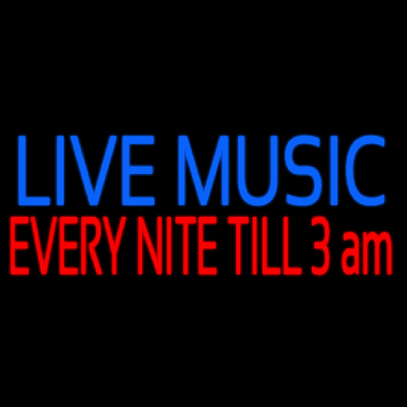 Blue Live Music Block Neon Skilt