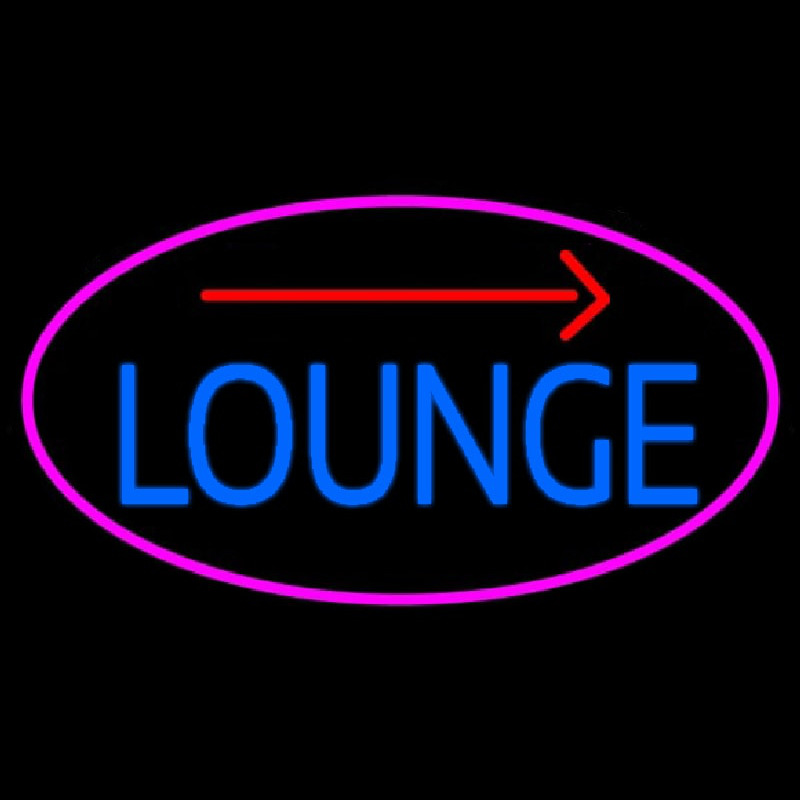 Blue Lounge And Arrow Oval With Pink Border Neon Skilt