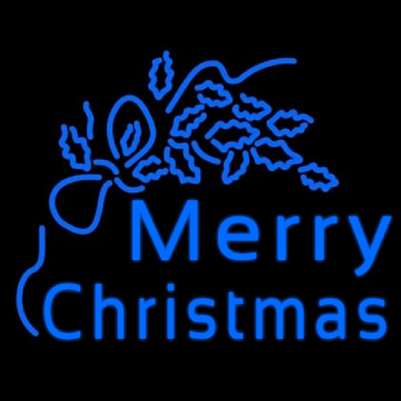 Blue Merry Christmas Neon Skilt