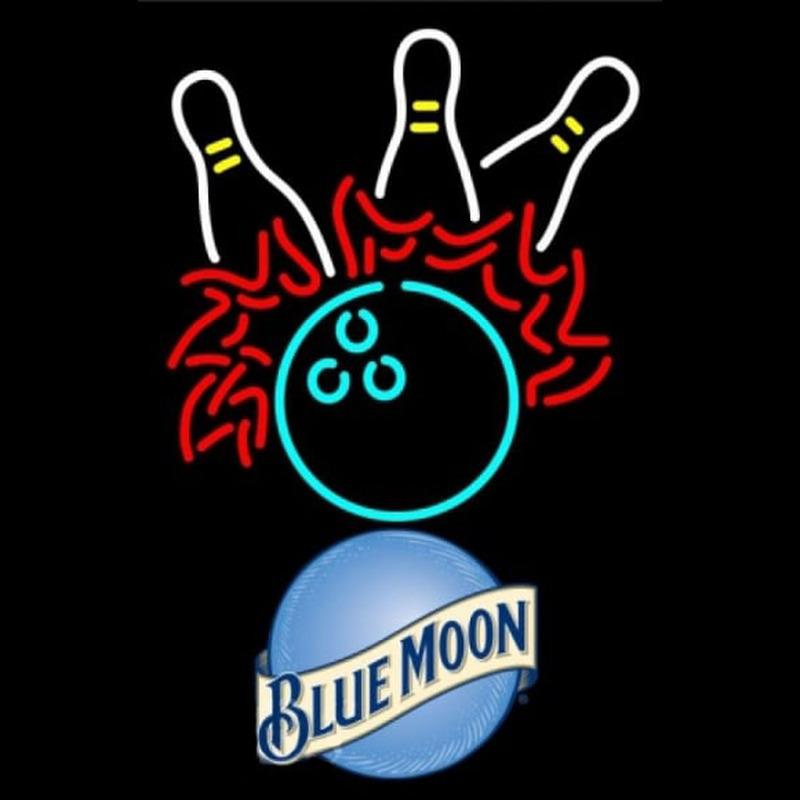 Blue Moon Bowling Pool Beer Sign Neon Skilt