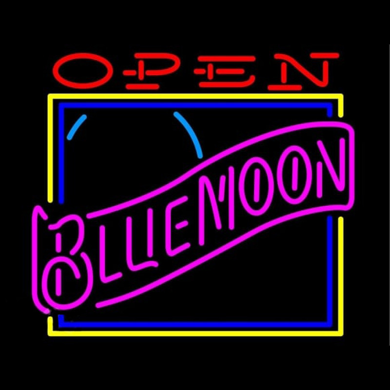 Blue Moon Classic Open Beer Sign Neon Skilt