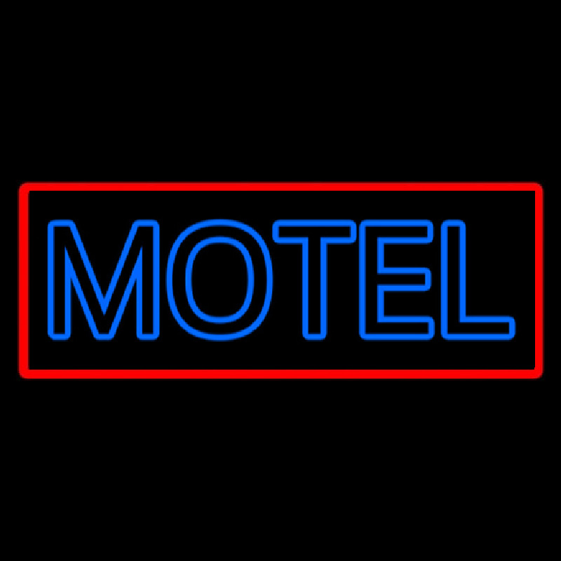 Blue Motel Double Stroke And Red Border Neon Skilt