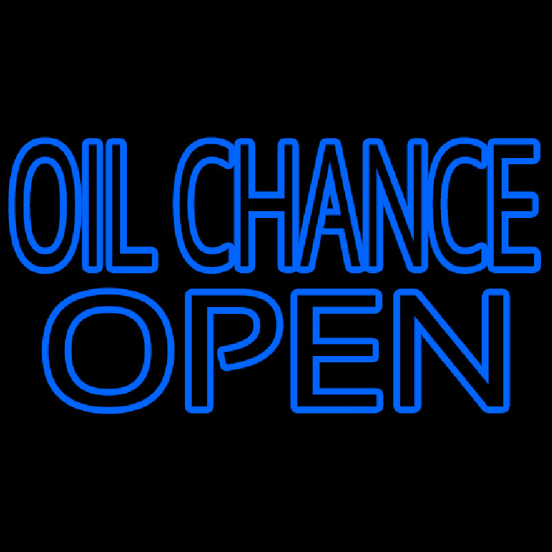 Blue Oil Change Open Neon Skilt