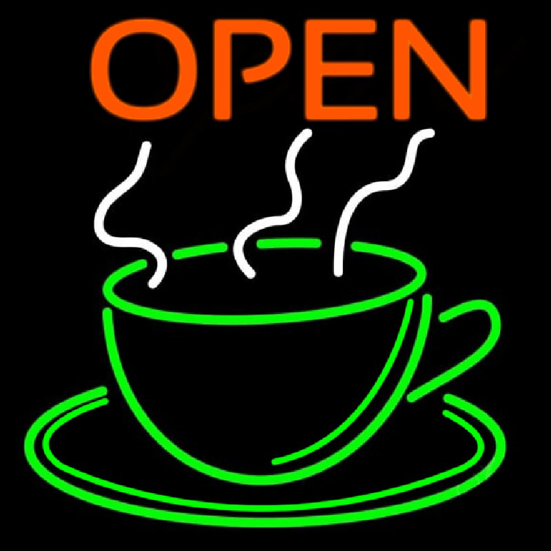 Blue Open Coffee Cup Neon Skilt