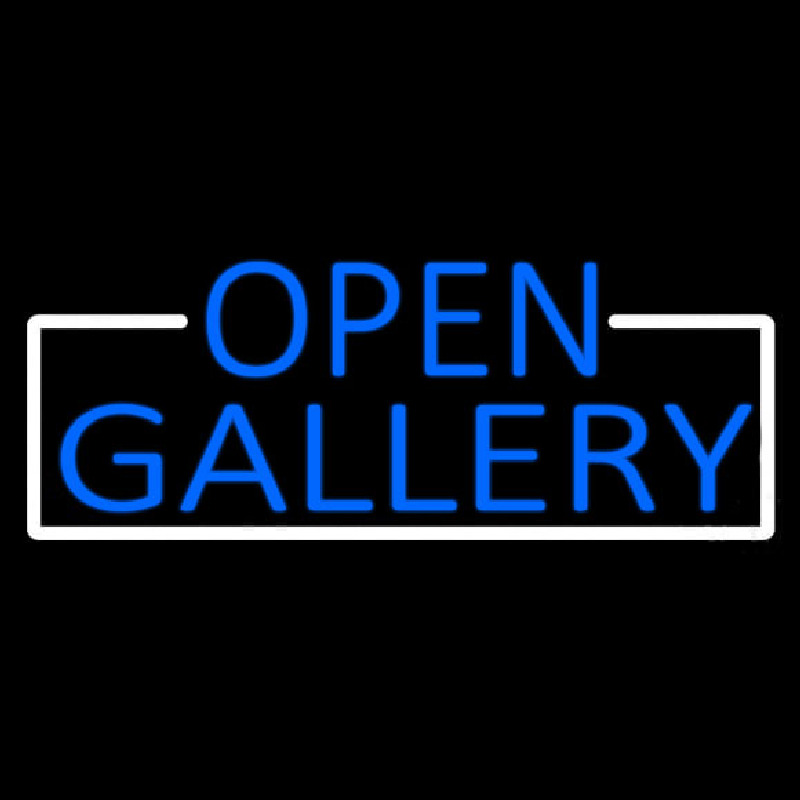 Blue Open Gallery With White Border Neon Skilt