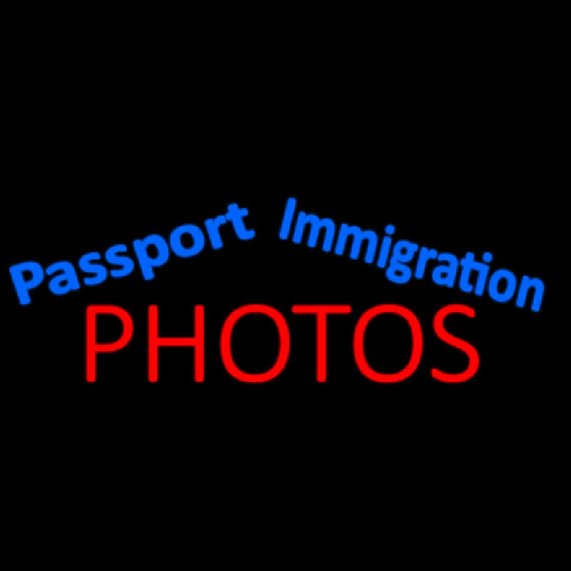 Blue Passport Immigration Photos Neon Skilt